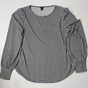 Ann‎ Taylor Blouse Womens Small Black White Gingham